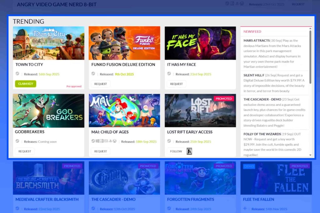 Partnier Discover Pages with rotating editorial content, including trending games and campaign updates.