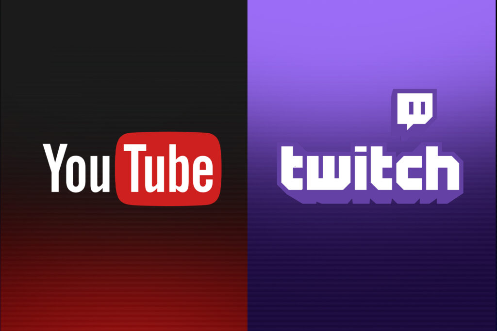 Graphic featuring YouTube and Twitch logos, the platforms supported by Stream Alerts.