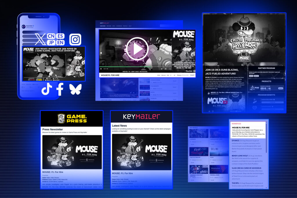 Collection of influencer and press activations in Partnier's Diamond Launch Boost for Mouse: P.I. For Hire